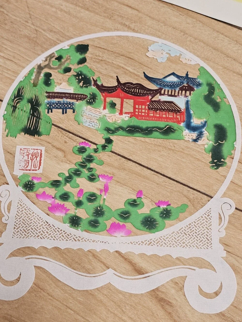Vintage Chinese Paper-Cut Art Ephemeral — Scenic Collection Colorful — Set of 7